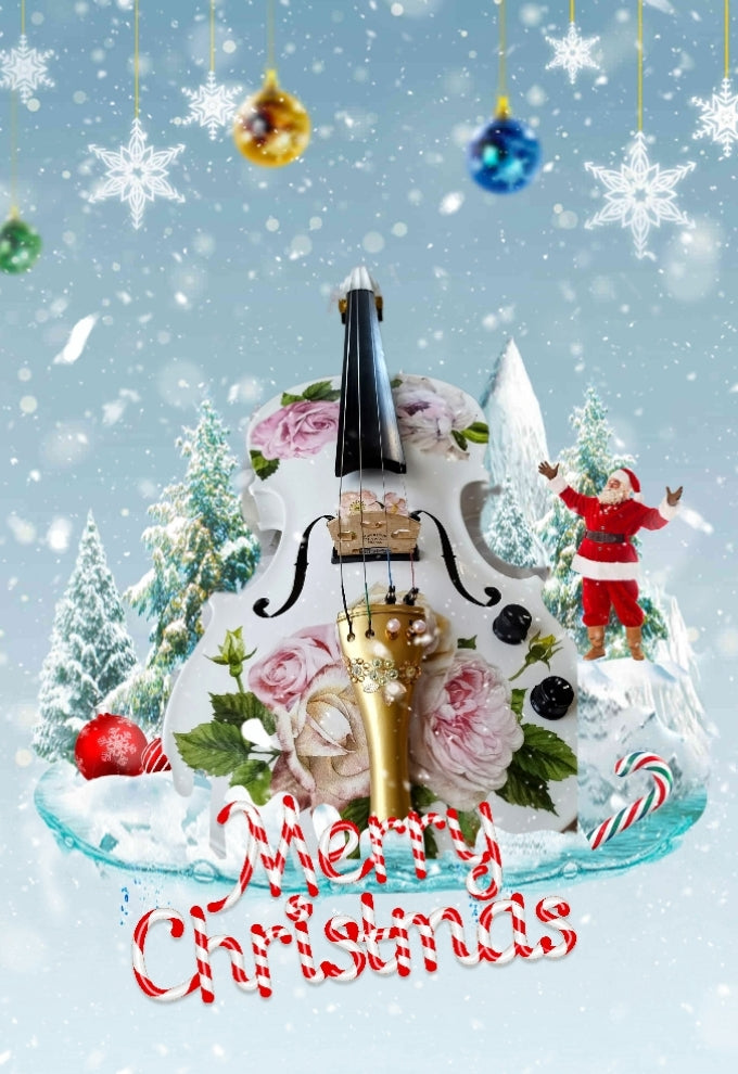 Rose Delight Electric Acoustic Violin Outfit with matching bow, fine tuners, and rosin for versatile string play.