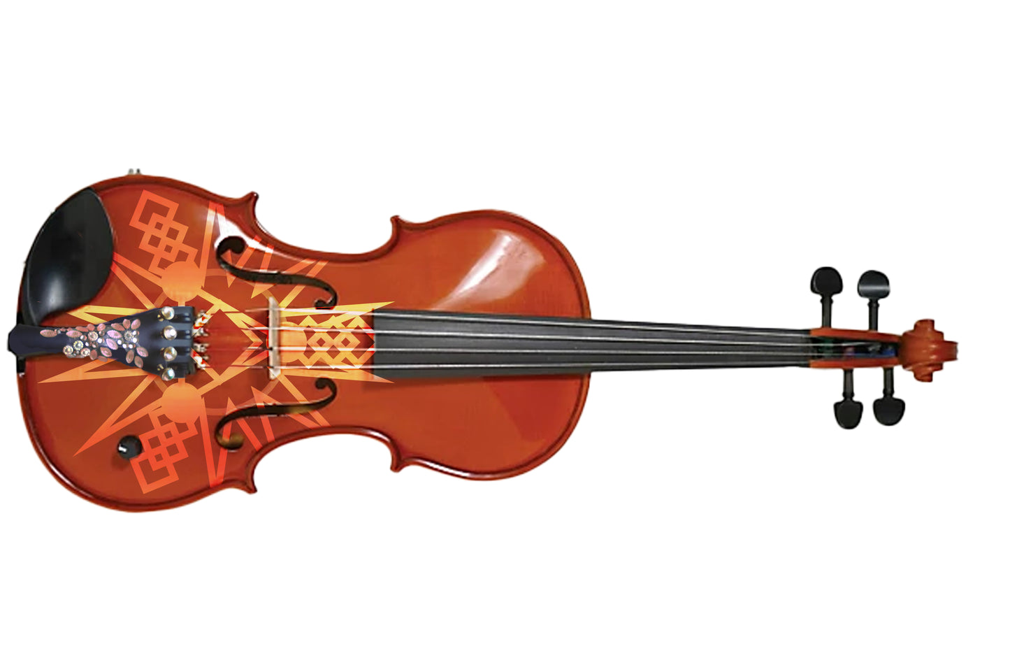 Electric Blue Lightning Violin | Electric-Acoustic with Machine Head Pegs & Carbon Bow