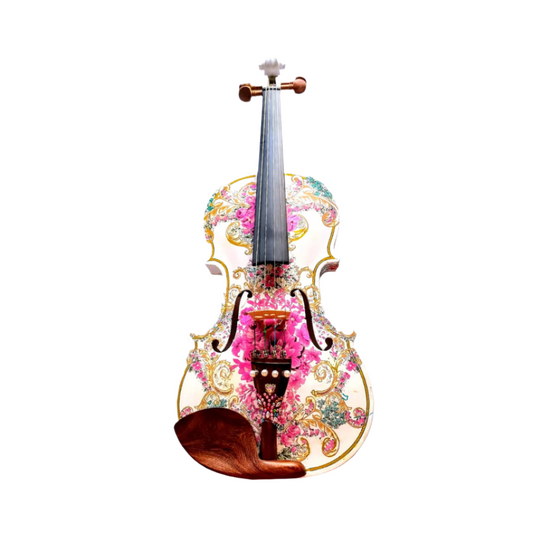 Gilded Age Violin w Matching Carbon Fiber Bow Case Crystal Fine Tuners Rosin Strings Set Up, perfect for multi-style play.