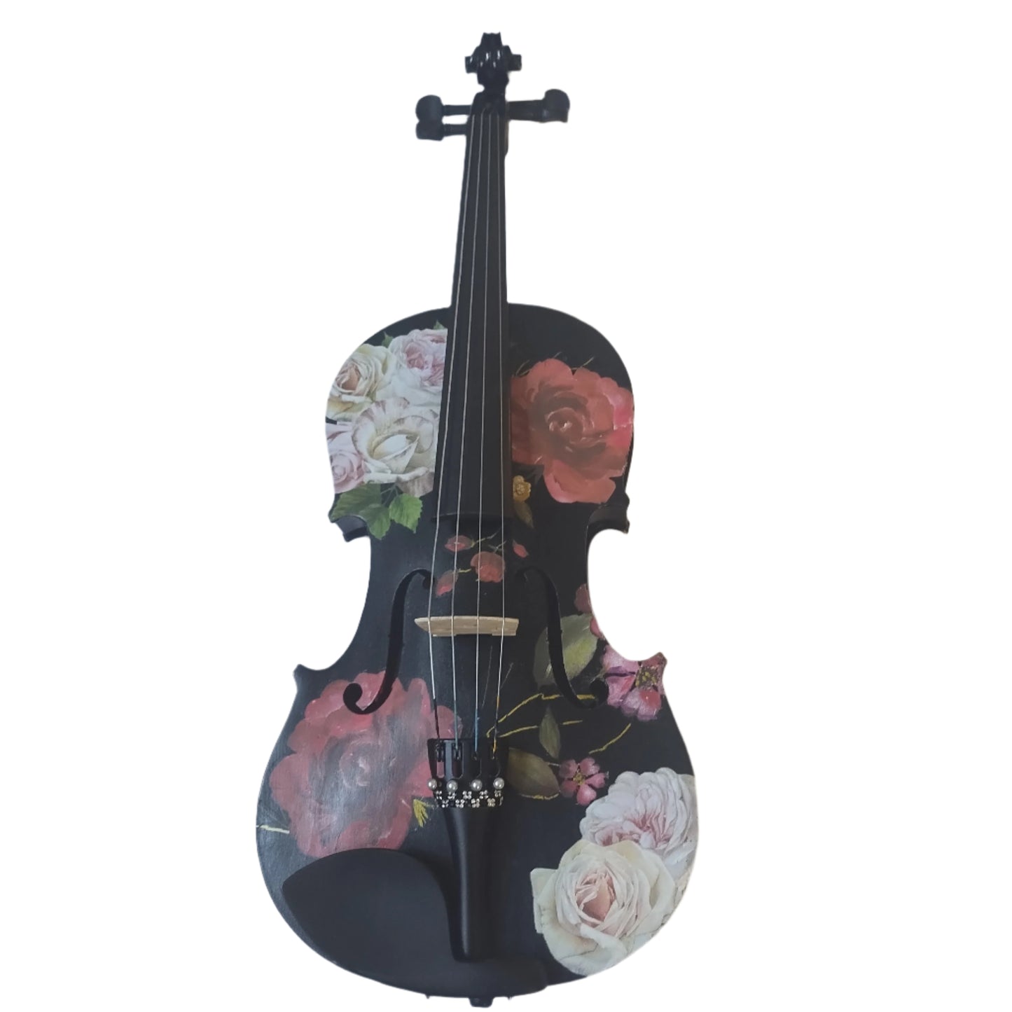 Black Rose Viola Outfit w Custom Crystal Tailpiece - Rozanna's Violins