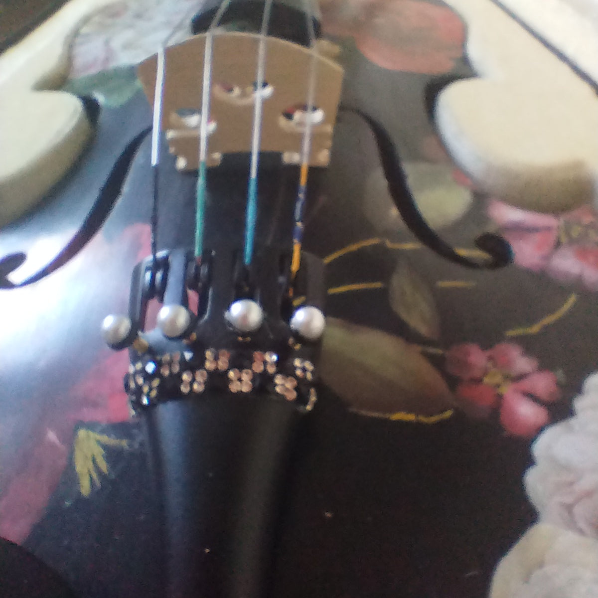 Black Rose Viola Outfit w Custom Crystal Tailpiece - Rozanna's Violins