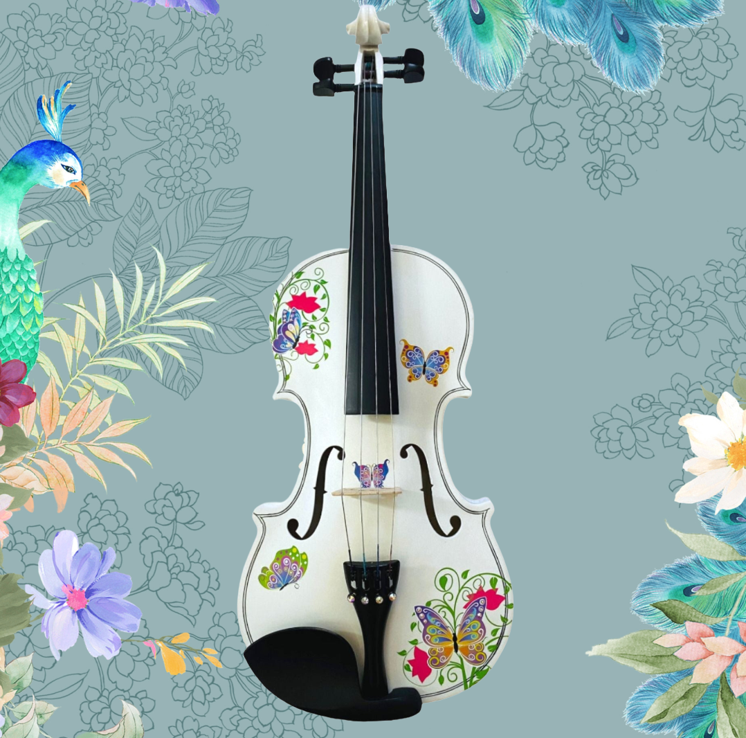 Butterfly 1/4 White Violin Outfit SUPER SAVINGS