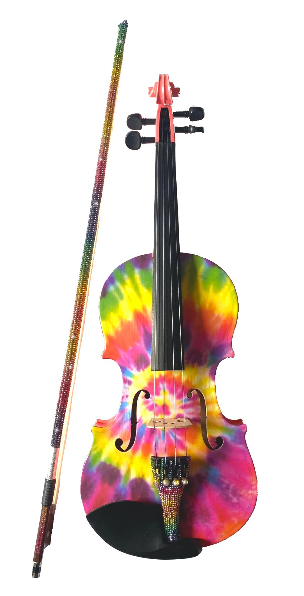 Tie Dye Violin Outfit | Hand Applied Tie-Dye Design & Crystal Fine Tuners - Rozanna's Violins