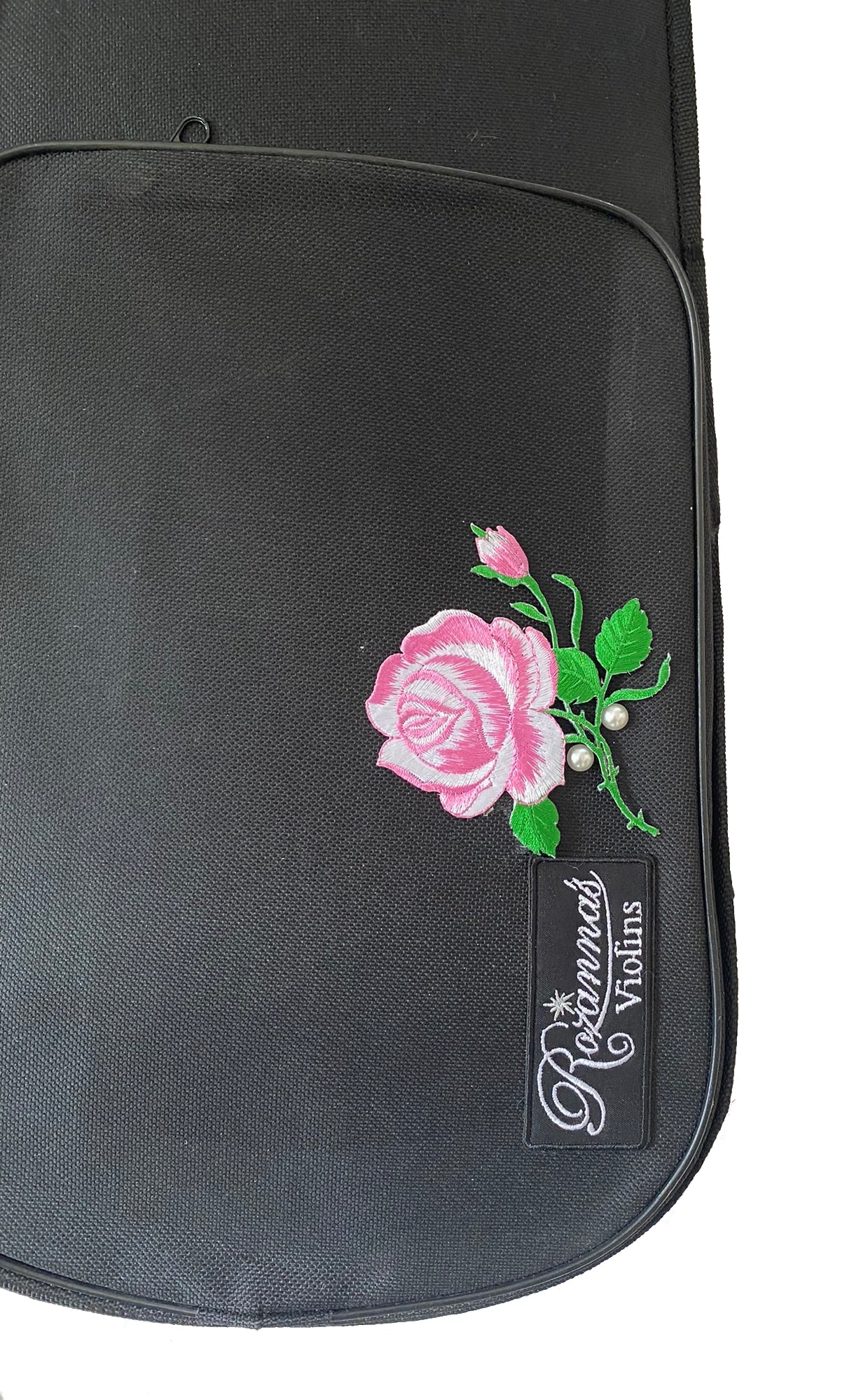 Rose Delight Electric Acoustic Violin Outfit with a stylish case featuring a delicate rose design and matching accessories.