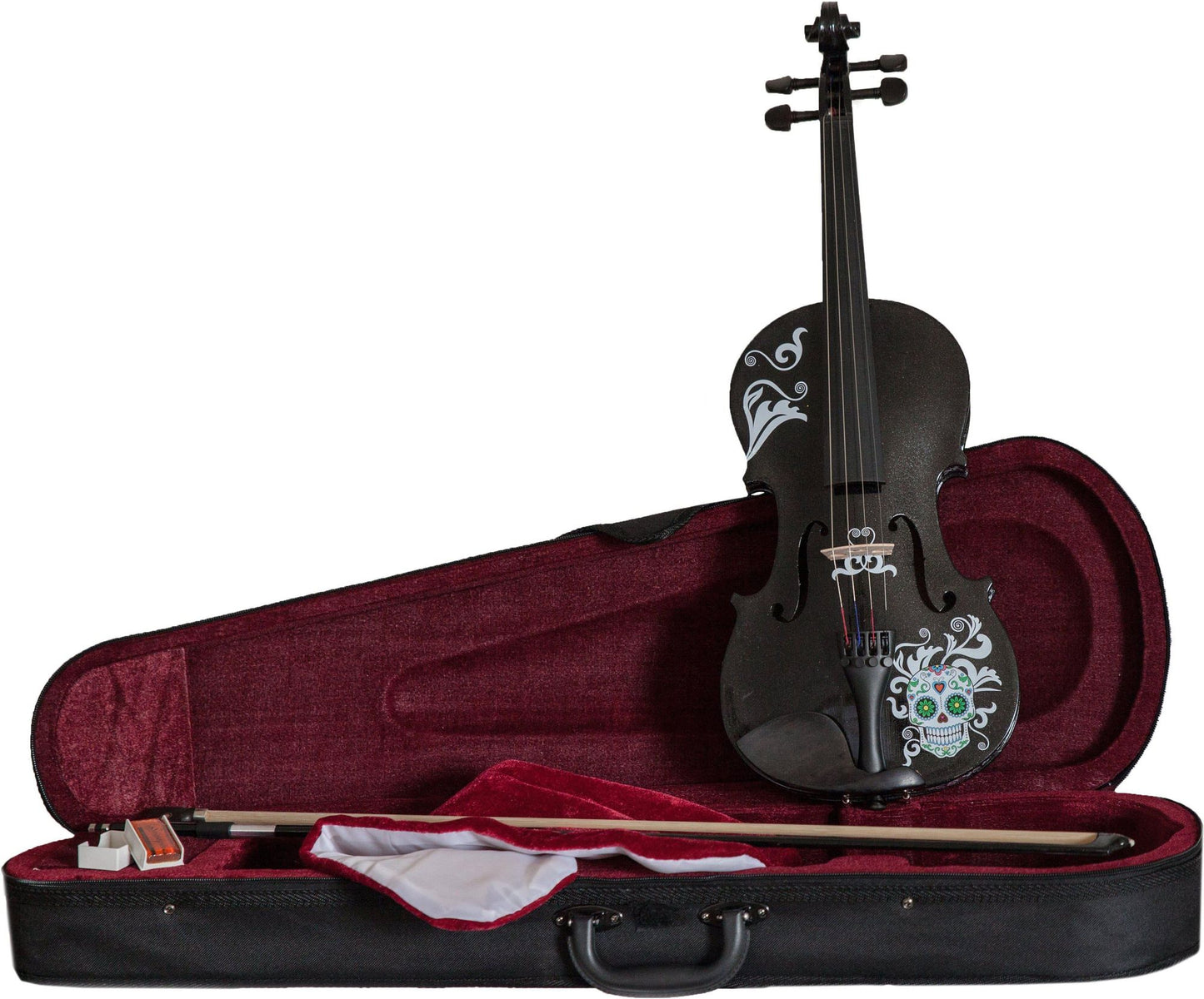 Rozanna's Violins Sugar Skull Black Glitter Violin