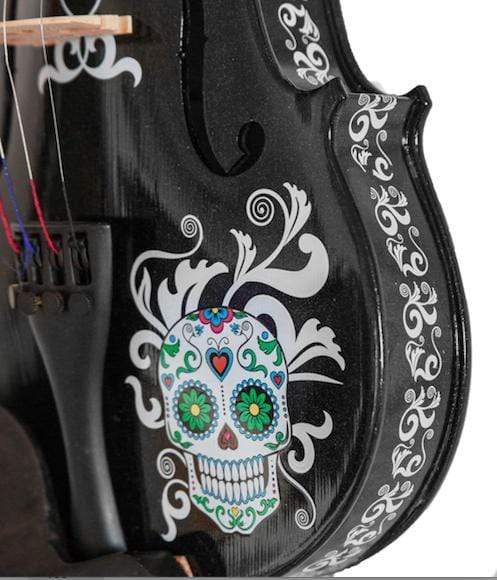 Rozanna's Violins Sugar Skull Black Glitter Violin