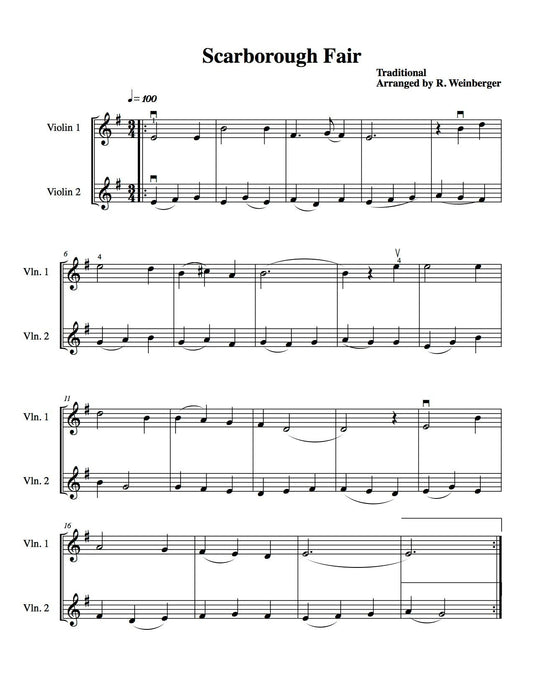 Scarborough Fair For Two Violins - Rozanna's Violins