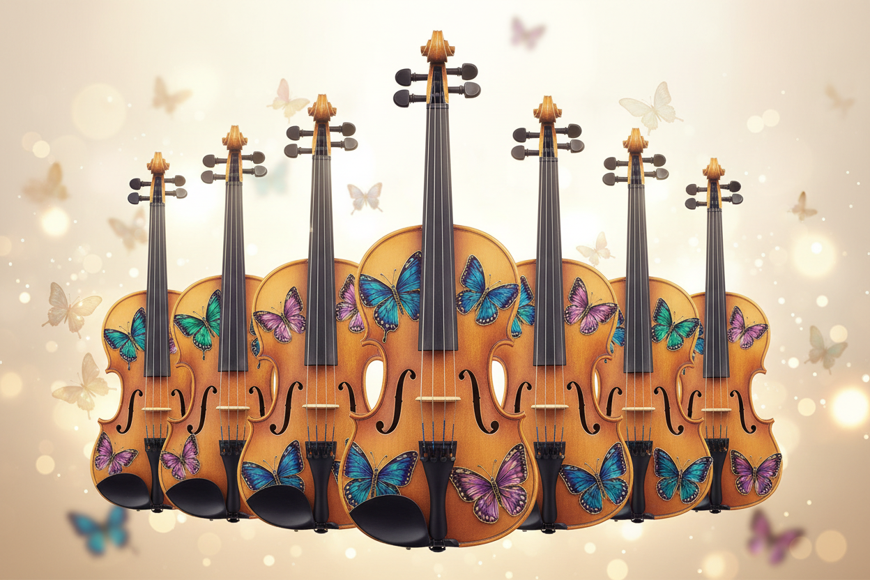 Butterfly Themed Violins Banner - Bright