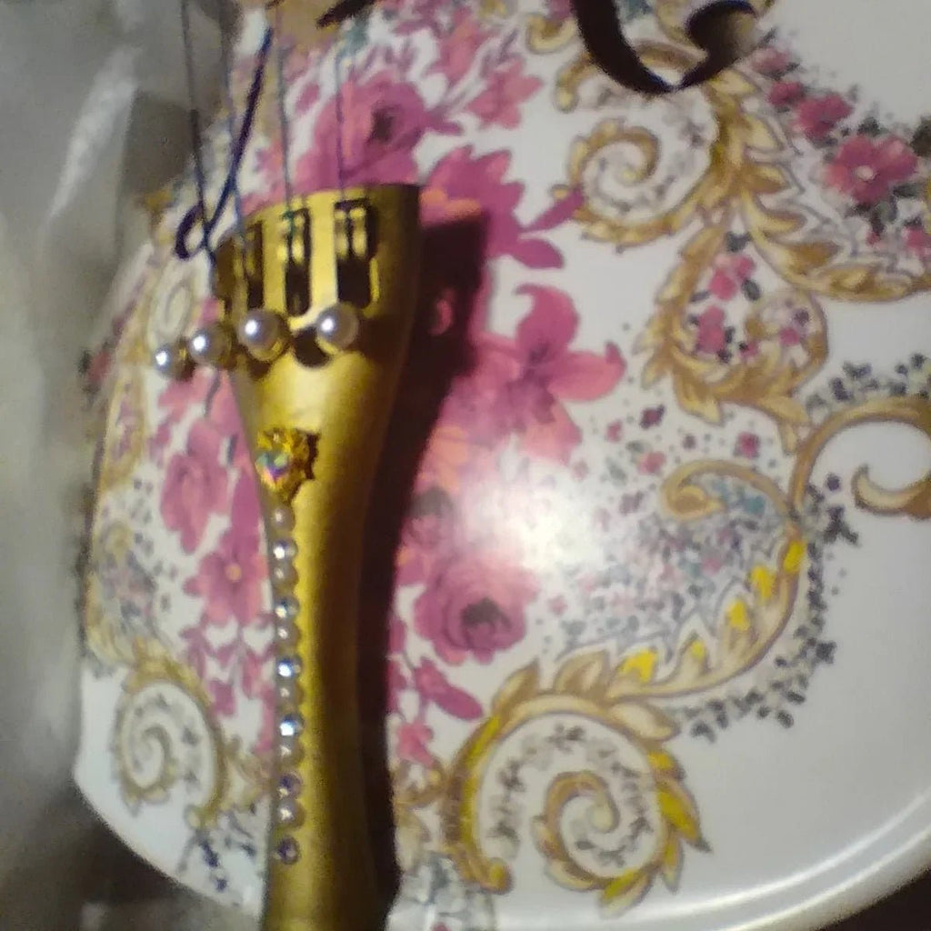 Gilded Age Violin Outfit | Crystal & Pearl Tailpiece, Carbon Fiber Bow - Rozanna's Violins