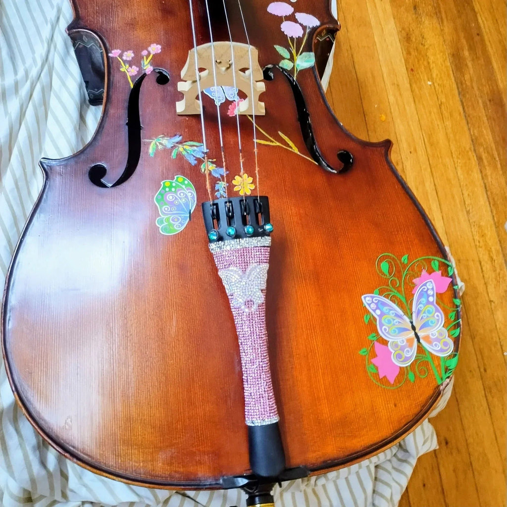 Butterfly Dream Deluxe Cello Outfit | Crystal Tailpiece & Brazilwood Bow - Rozanna's Violins