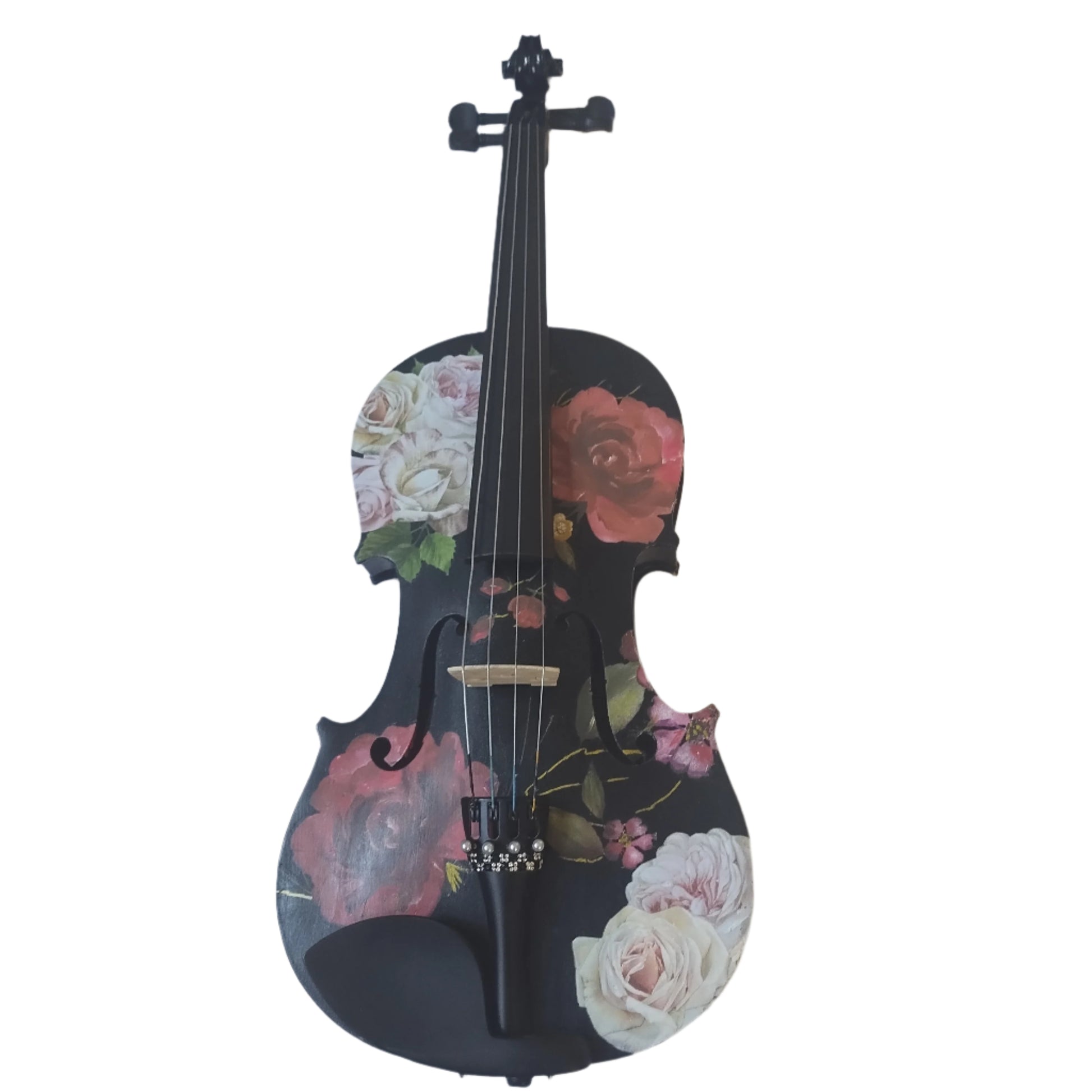 Black Rose Viola Outfit w Custom Crystal Tailpiece - Rozanna's Violins