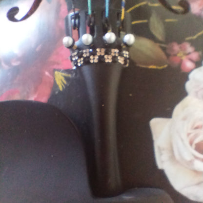 Black Rose Viola Outfit w Custom Crystal Tailpiece - Rozanna's Violins