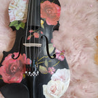Black Rose Viola Outfit | Custom Crystal Tailpiece & Pearl Fine Tuners - Rozanna's Violins