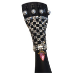 Rozanna's Onyx Lattice Cello Tailpiece | Black & Clear Crystal Checkerboard - Rozanna's Violins
