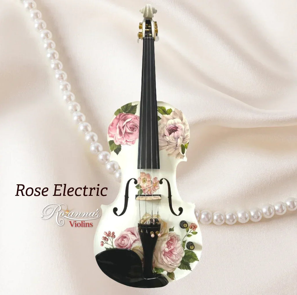 Rose Electric Acoustic White 3/4 Violin Outfit - Rozanna's Violins