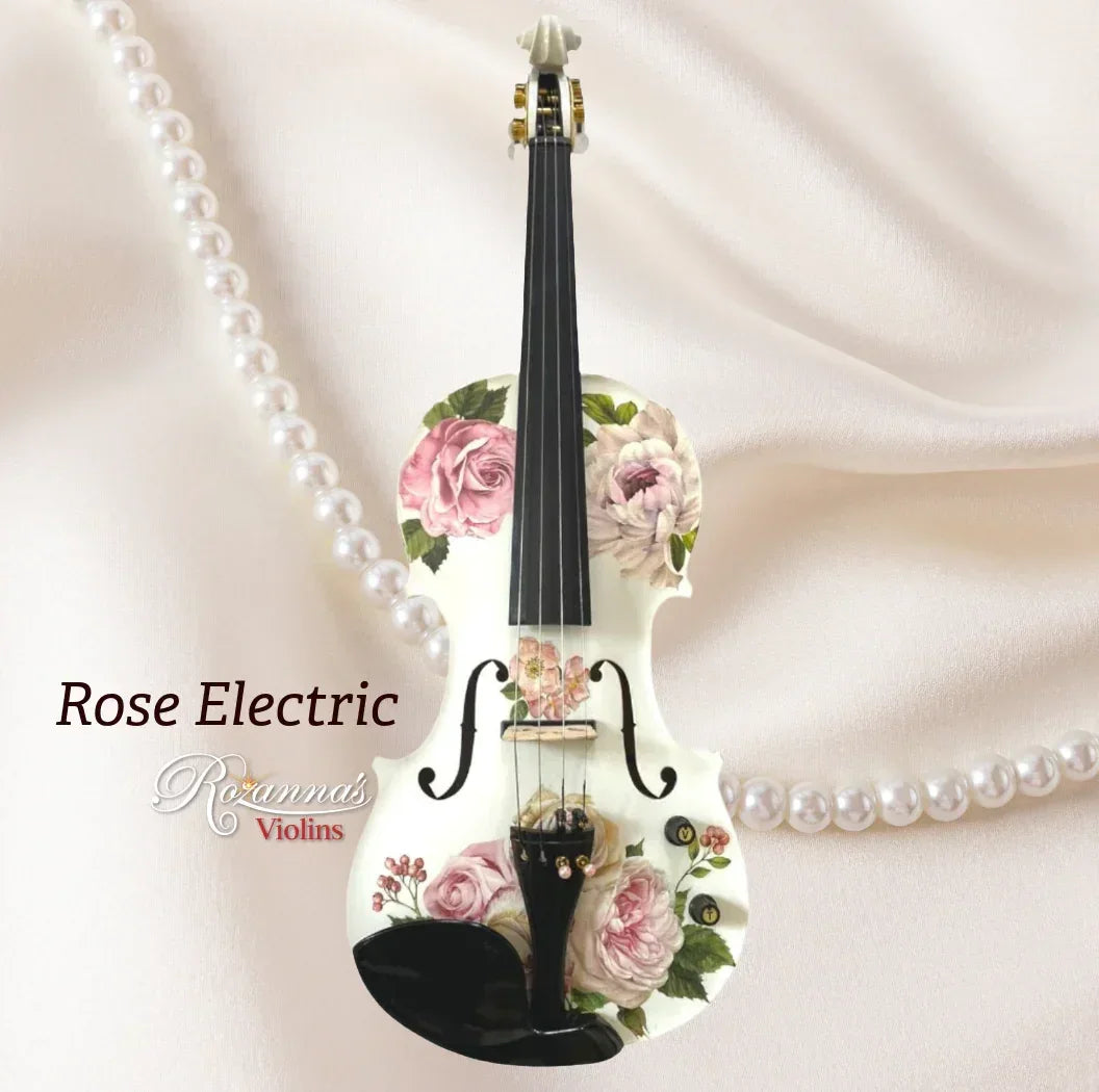 Rose Electric Acoustic White 3/4 Violin Outfit - Rozanna's Violins
