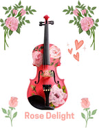 Sunflower Delight Green Violin Outfit | Pearl Fine Tuners & Fiberglass Bow - Rozanna's Violins