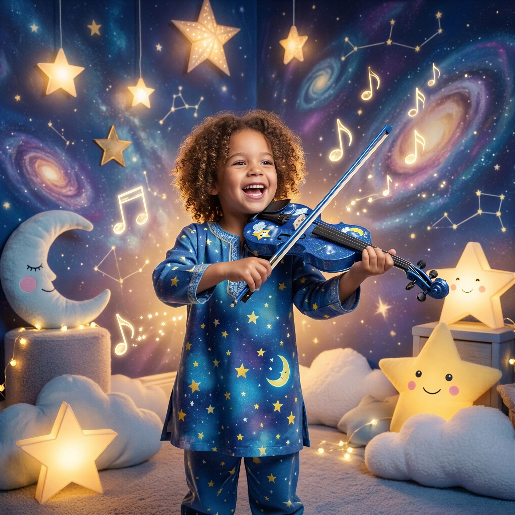 Twinkle Star Blue Violin Outfit | Crystal Fine Tuners & Brazilwood Bow