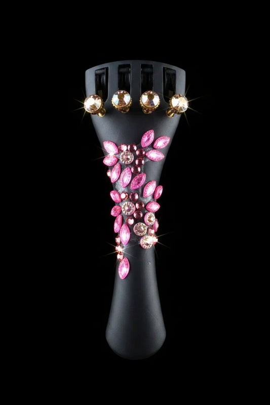 Aria Blossom Cello Tailpiece | Pink Crystal Floral Design - Rozanna's Violins