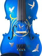 Bird Heaven Metallic Violin Outfit | Iridescent Metallic Bird Design & Crystal Tuners - Rozanna's Violins