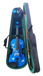 Bird Heaven Metallic Violin Outfit | Iridescent Metallic Bird Design & Crystal Tuners - Rozanna's Violins