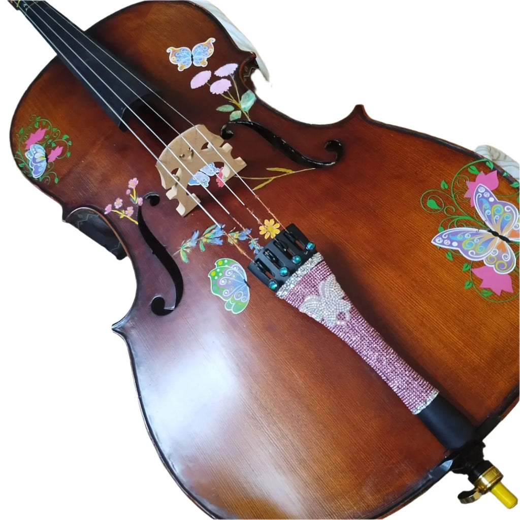 Butterfly Dream Deluxe Cello Outfit | Crystal Tailpiece & Brazilwood Bow - Rozanna's Violins