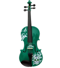 Cinco de Mayo Emerald Green Violin Outfit w/ Matching Carbon Fiber Bow, Case, Crystal Fine Tuners, Rosin, Strings, Set-Up - Rozanna's Violins