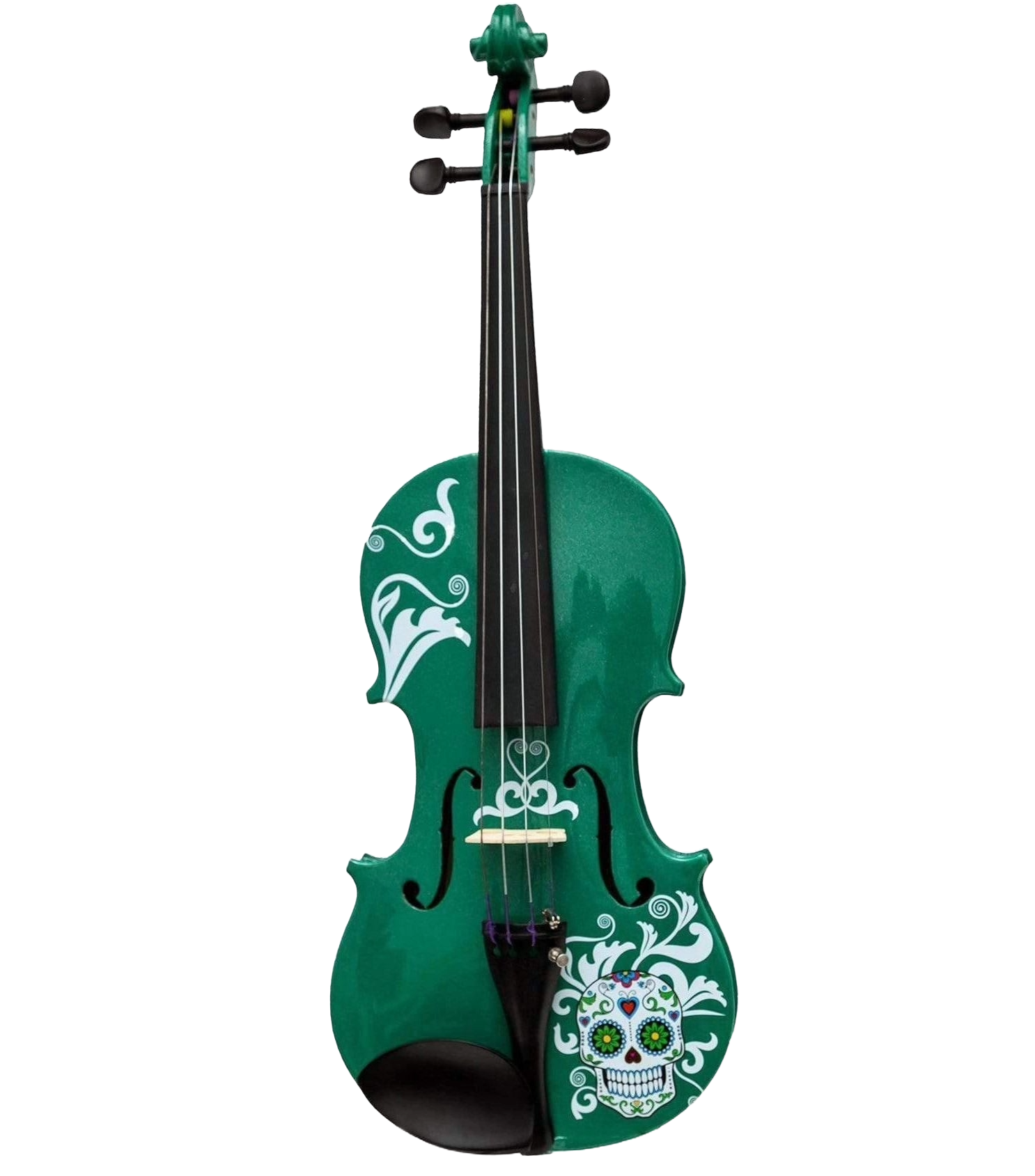 Cinco de Mayo Emerald Green Violin Outfit w/ Matching Carbon Fiber Bow, Case, Crystal Fine Tuners, Rosin, Strings, Set-Up - Rozanna's Violins