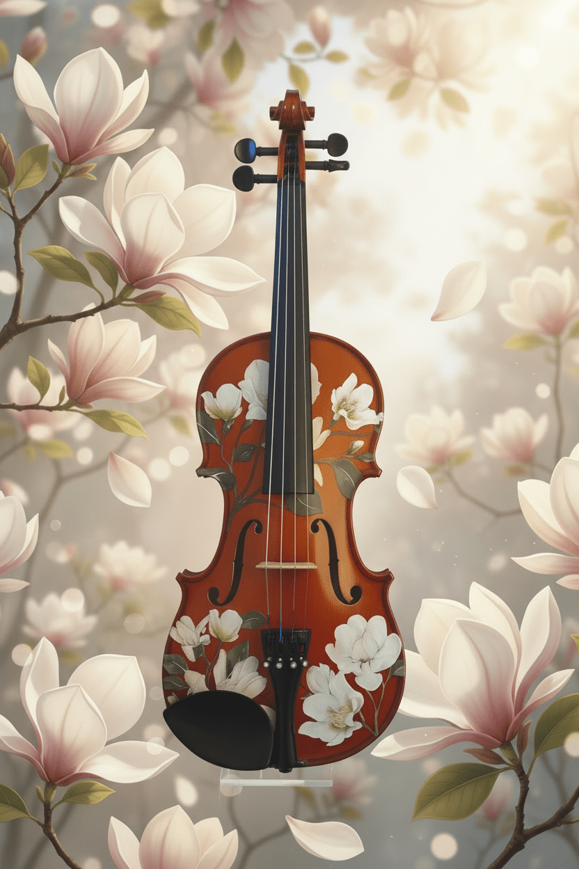 Magnolia Heaven Violin Natural Outfit | Pearl Fine Tuners & Brazilwood Bow - Rozanna's Violins