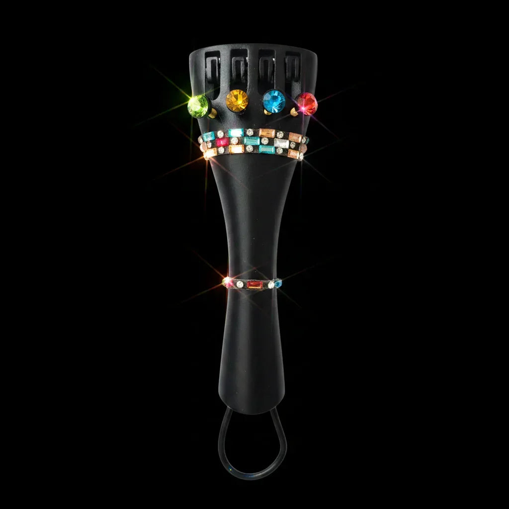 Color Key Violin Tailpiece | Color - Coded Crystal Fine Tuners for Easy Learning - Rozanna's Violins