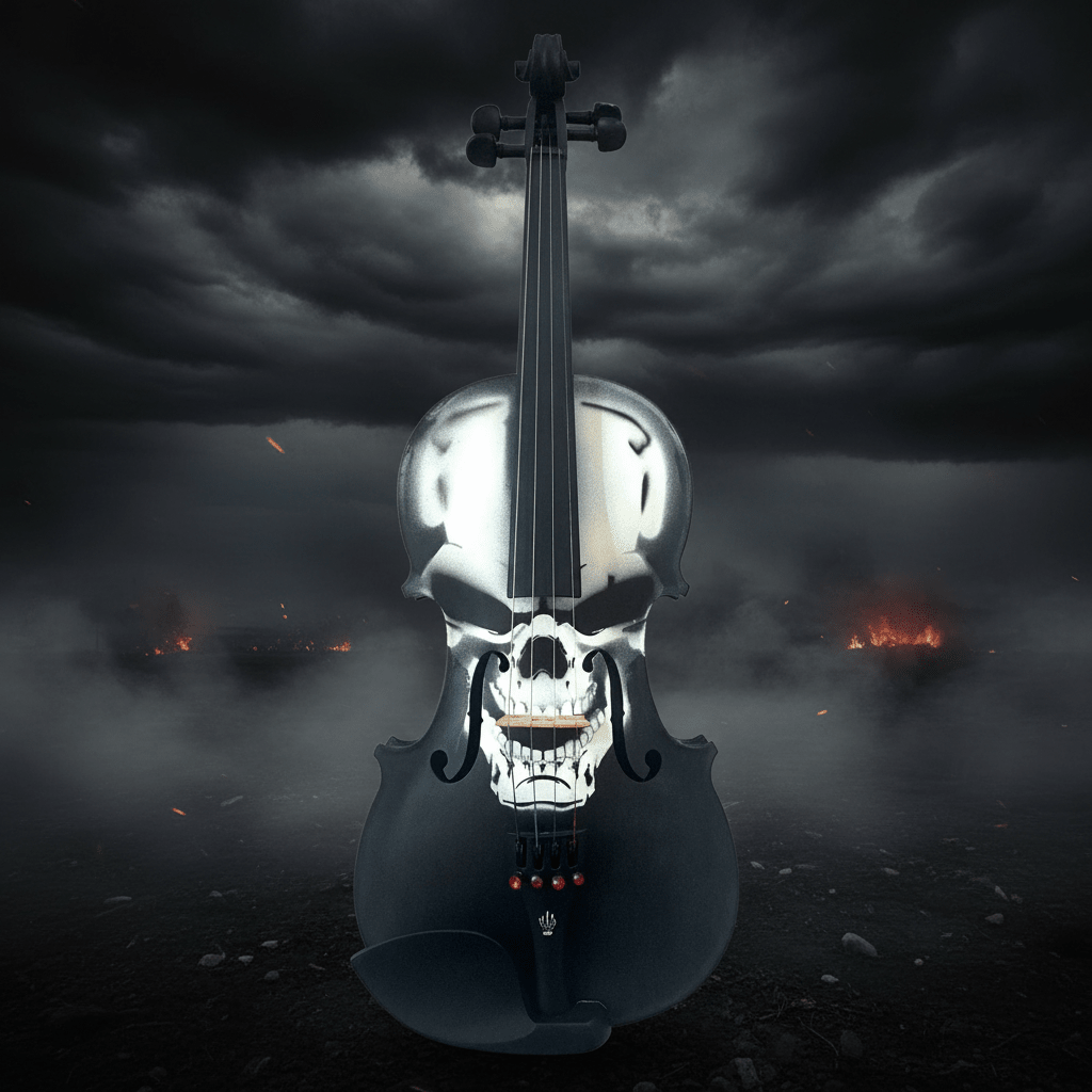 Scourge of War Skull Violin Outfit | Carbon Fiber Bow & Crystal Fine Tuners - Rozanna's Violins