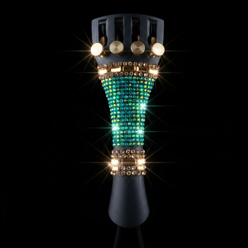 Teal Mirage Cello Tailpiece | Iridescent Teal & Gold Crystal - Rozanna's Violins