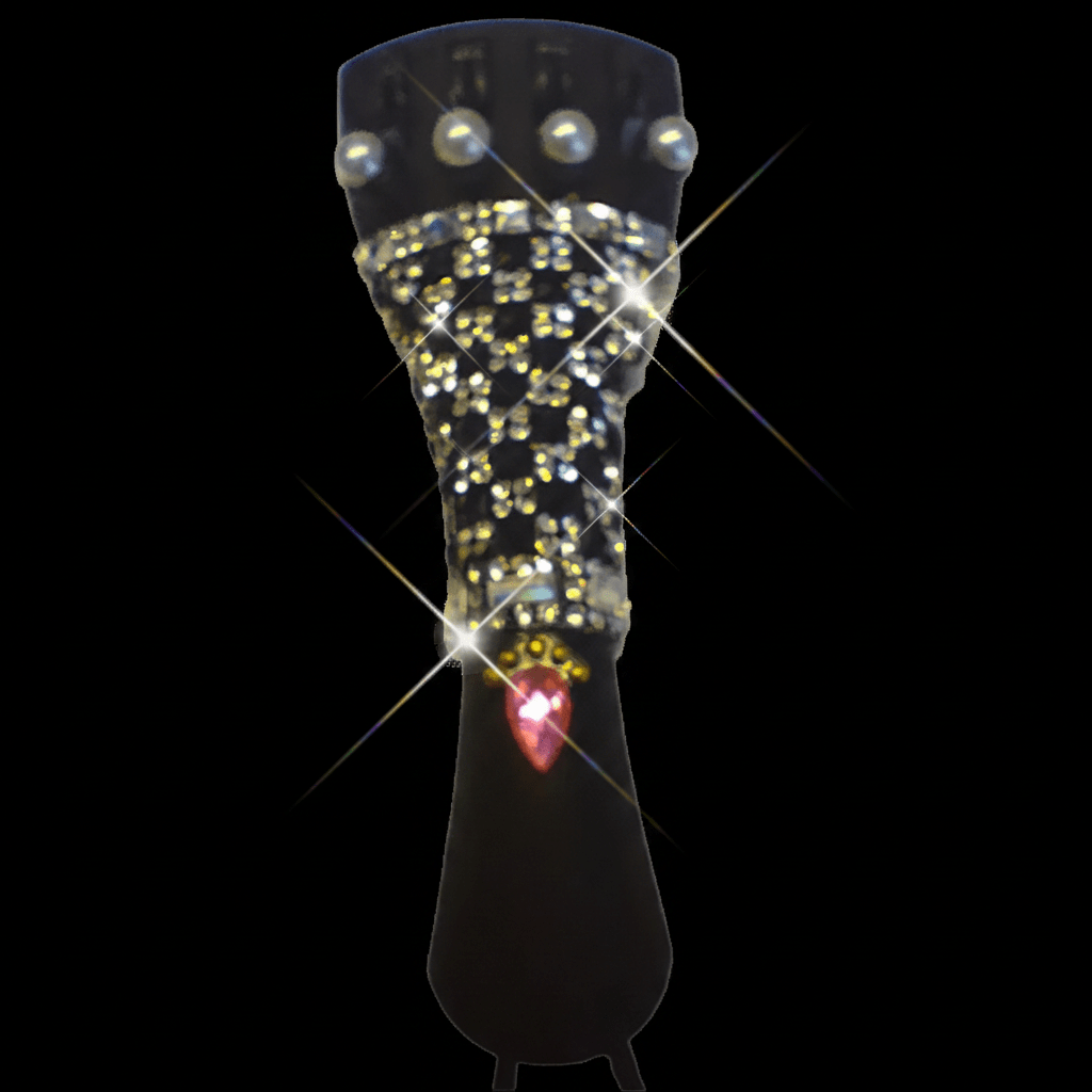Rozanna's Onyx Lattice Cello Tailpiece | Black & Clear Crystal Checkerboard - Rozanna's Violins