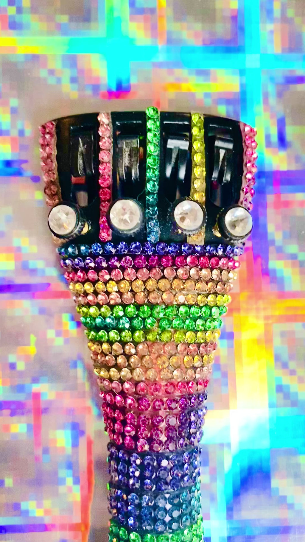 Rainbow Crystal Violin Tailpiece | Multi-Color Crystal Fine Tuners