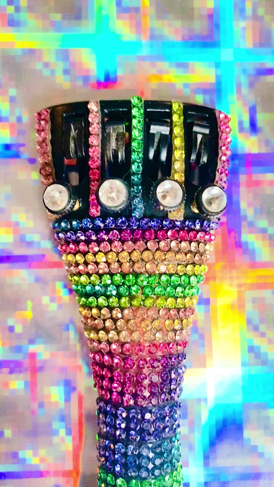 Rainbow Crystal Violin Tailpiece | Multi-Color Crystal Fine Tuners