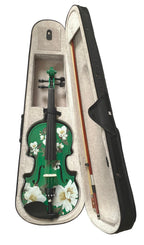 Magnolia Heaven Emerald Green Violin Outfit | Pearl Fine Tuners & Brazilwood Bow - Rozanna's Violins