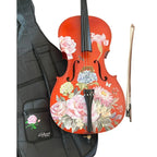Floral Garden Cello Outfit | Rose & Hydrangea Design, Brazilwood Bow & Case - Rozanna's Violins