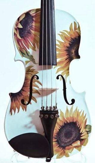 Rozanna's Violins 4/4 Sunflower White Glitter Violin Outfit