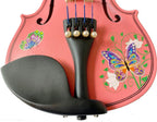 Butterfly Dream II Pink Glitter Violin Outfit | Pearl Tuners & Greco Border - Rozanna's Violins