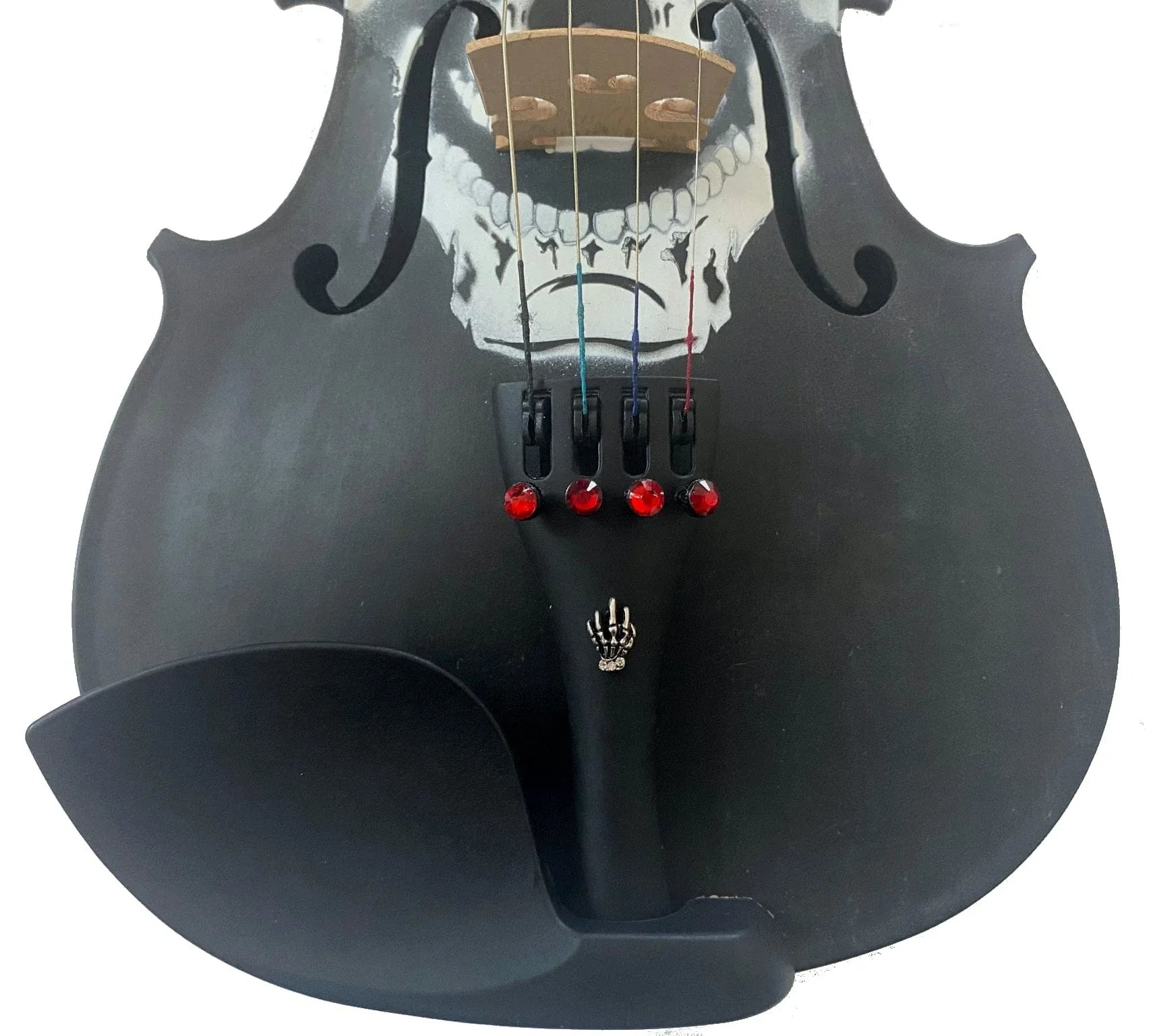 Scourge of War Skull Violin Outfit | Carbon Fiber Bow & Crystal Fine Tuners - Rozanna's Violins
