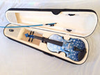 Snowflake Blue Violin Outfit | Carbon Fiber Bow & Crystal Fine Tuners - Rozanna's Violins