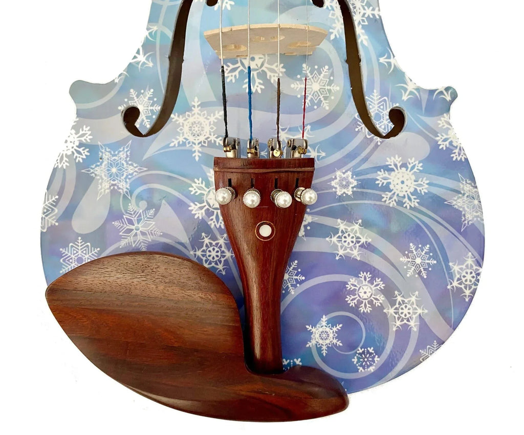 Snowflake Blue Violin Outfit | Carbon Fiber Bow & Crystal Fine Tuners - Rozanna's Violins