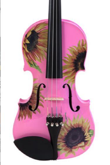 Rozanna's Violins 4/4 Sunflower Delight Pink Glitter Violin Outfit